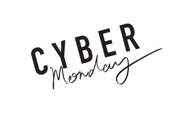 Cyber monday text font calligraphy hand written lettering script black color object icon Cyber monday sale retail marketing business shopping Cyber monday price event online november december month 