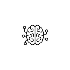 Symmetrical human brain with neural network pathways and nodes vector icon