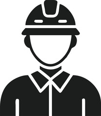 Illustration of a Person Wearing a Hard Hat and Collared Shirt Representing a Construction Worker or Engineer in Simple Vector Style