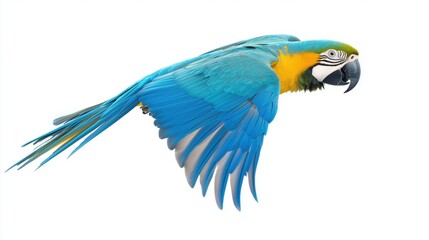 Flying festival Amazon parrot on the white background