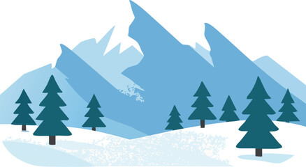 Fototapeta premium Winter Mountain Landscape Illustration.