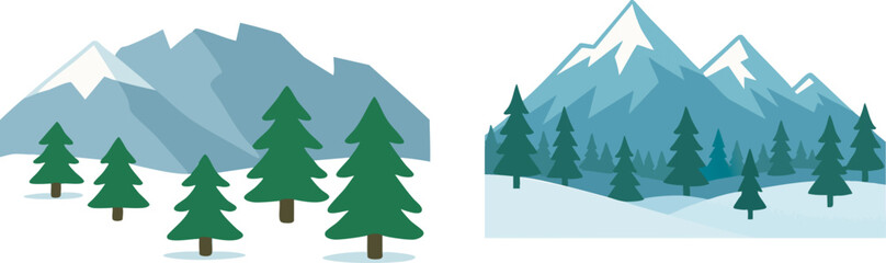 Obraz premium Winter Landscape with Mountains and Trees 1.