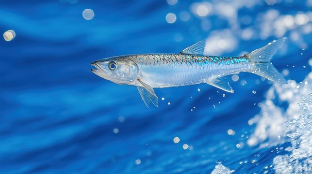 Flying fish from the family Exocoetidae taking flight near White Island