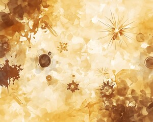 Abstract Coffee Splashes Watercolor Background Texture