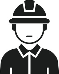 Illustration of a Person Wearing a Hard Hat and Collared Shirt Representing a Construction Worker or Engineer in Simple Vector Style