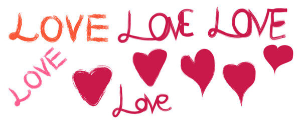 Love word art by painting brush handwritten 