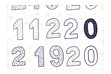 Numerical Pattern: A visually intriguing presentation of stylized numerals, each meticulously designed with unique patterns.