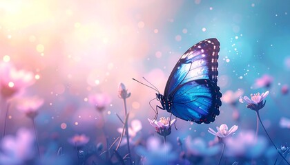 Beautiful butterfly in a field of flowers