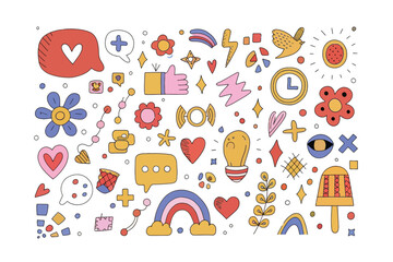 Vibrant Doodle Art Elements: A collection of hand-drawn doodle art elements, capturing a sense of playful creativity and artistic flair, perfect for adding a touch of whimsical charm to any design.