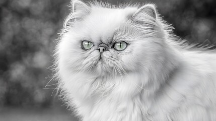 Majestic Persian Cat Portrait Monochrome Photography