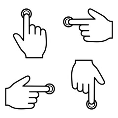 A set of hand gesture icons featuring the index finger pressing or tapping the screen. Ideal for UI/UX design, interactive concepts, and tutorials.