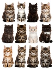 Cute kitten portraits in various colors