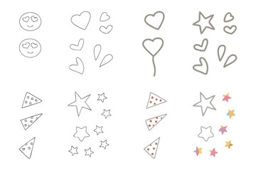 Artistic Emoticons and Decorations: A collection of creatively designed emoticons, hearts, stars, and graphic resources offer artistic appeal. These charming elements add a touch of playfulness