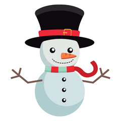 Cute snowman with top hat. Vector