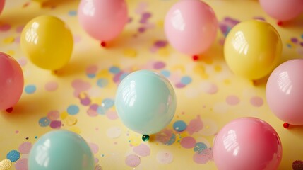 Pastel Balloons and Confetti Party Background