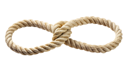 Beige rope coil - isolated on white background png ai generated
