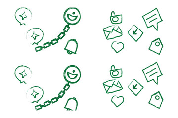 Social Media Icons: A curated collection of hand-drawn social media icons, each telling a story of engagement, connection, and digital interaction.