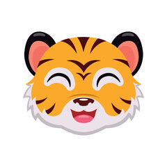 Smiling tiger with closed eyes. Vector