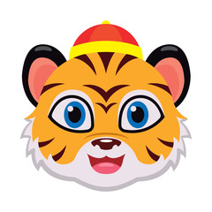 Tiger with traditional cap. Vector