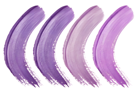 Purple paint swatches texture set, gradient color palette isolated on transparent background