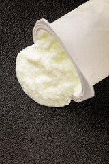 Yogurt natural dairy product Skyr fresh delicious gourmet food background on the table rustic food top view copy space keto and paleo diet vegetarian and vegan food