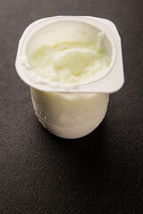 Yogurt natural dairy product Skyr fresh delicious gourmet food background on the table rustic food top view copy space keto and paleo diet vegetarian and vegan food