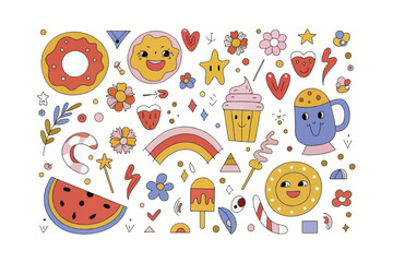 Joyful Doodle Delight: A vibrant collection of delightful doodles and colorful elements that radiate happiness. These designs are great for fun projects. 