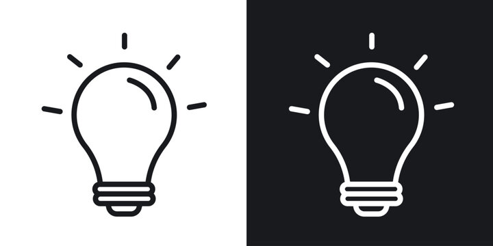 Light bulb icon for apps, websites and graphic projects.