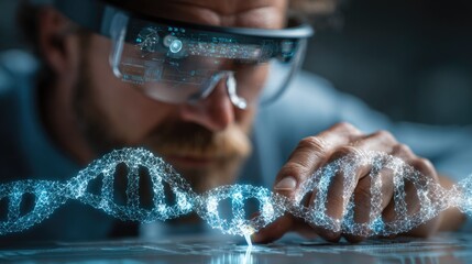 Scientist Analyzing DNA with Augmented Reality
