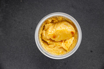 caramel cream dessert flan pudding sweet dessert fresh delicious gourmet food background on the table rustic food top view copy space