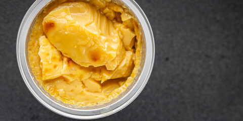 caramel cream dessert flan pudding sweet dessert fresh delicious gourmet food background on the table rustic food top view copy space