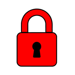 Red closed lock, security password transparent background
