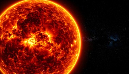 Fiery sun with cosmic backdrop