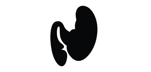 Fototapeta premium Abstract black silhouette of a curved organic shape on white background
