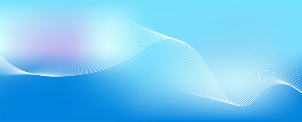 Abstract blue gradient background with shining lines waves. Minimalist background for banner, poster, cover, brochure, flyer, website
