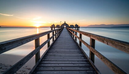 Obraz premium Sunrise pier over calm water