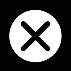 Obraz premium White cross inside a white circle on a black background.