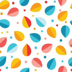 Playful Colorful Leaf and Dot Pattern