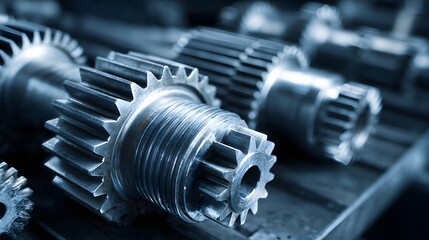 Fototapeta premium Close-up view of metallic gears.