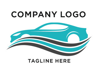 Automotive Brand Logo Design: Modern design with a dynamic illustration of a car set against flowing graphic elements, offering a sleek, clean aesthetic. 