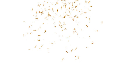Fototapeta premium gold metallic confetti top falling isolated on transparent background, png golden birthday party and anniversary celebration overlay social media design element 