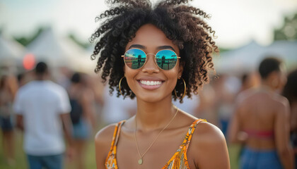 Happy woman at festival