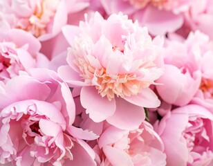 Close-up of many delicate pink peonies (1)
