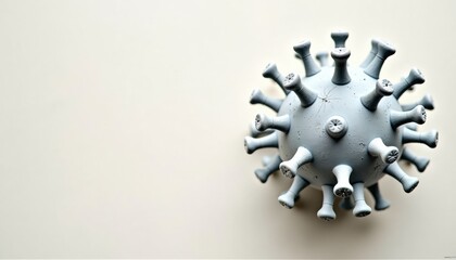 Gray virus model on light background representing health concept  