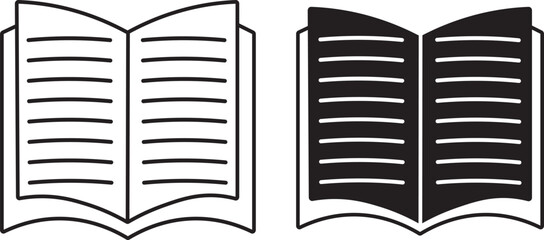 Set of paper book document icons, Book icon collection, contract documents pile symbols,