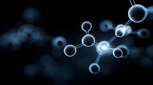 Molecular structure illustration against a dark background. - Powered by Adobe