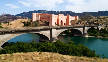 Obraz premium Ancient bridge over turquoise river