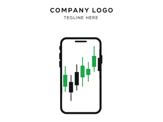 Digital Market Analysis: A minimalist illustration showcasing a smartphone displaying a financial graph, ideal for conveying concepts of digital commerce and stock analysis. 