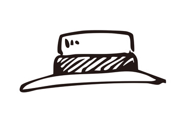 可愛い手書きモノクロ　麦わら帽子