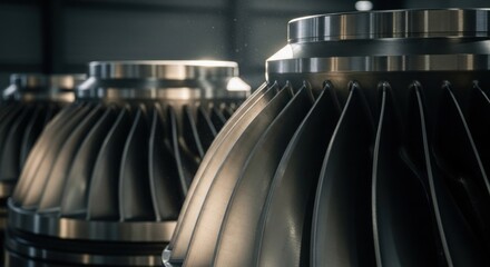 Fototapeta premium Close-up of metallic turbine components